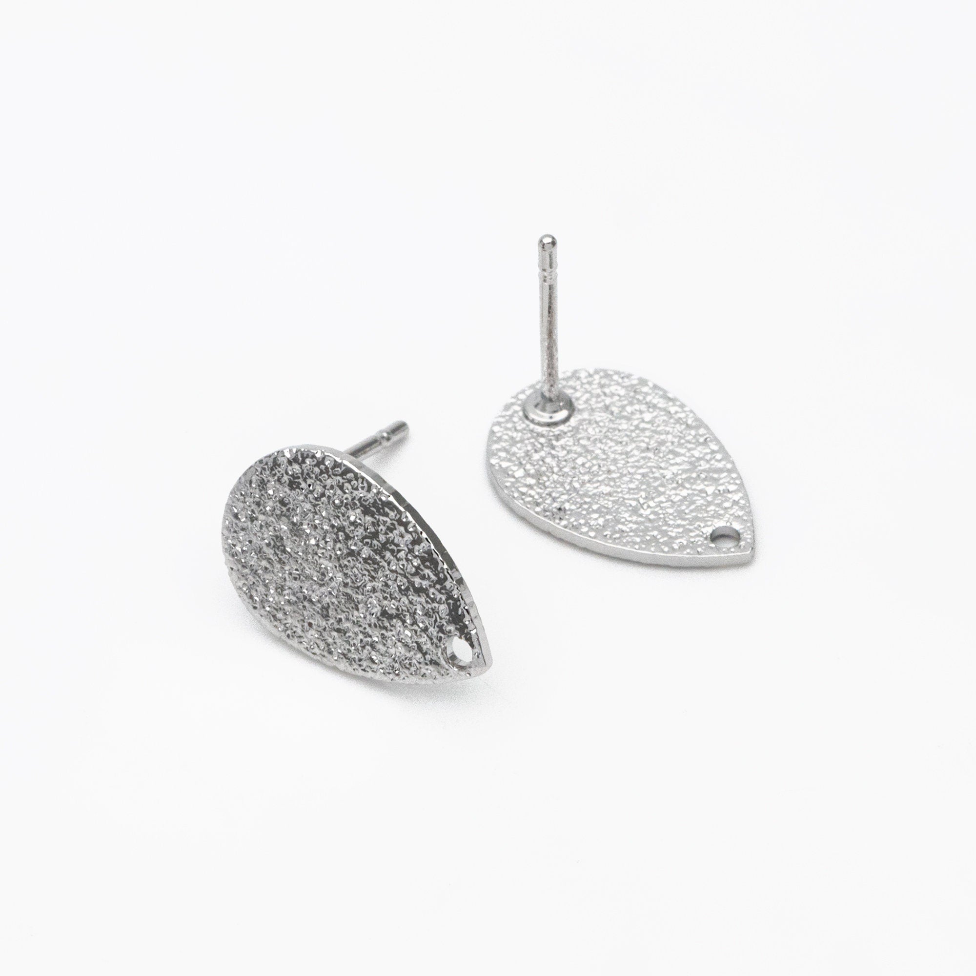 10pcs Gold/ Silver Teardrop Ear Posts 14x9mm, 18K Gold/ Rhodium Plated Brass, Geometric Disk Stud Earring Components (#GB-486)